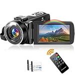 Camcorder Video Camera 2.7K 48MP 16X Digital Zoom Camera Recorder 3.0 Inch LCD Screen Vlogging Camera For YouTube with Remote Controller, 2 Batteries