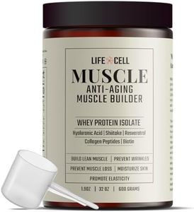 LifeCell Whey Protein – Anti-Aging Muscle Builder with Shiitake Mushroom, Collagen & Hyaluronic Acid – Chocolate, No Sugar Added, Soy-Free, Gluten-Free, 600g (18 Servings)