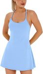 Womens Tennis Dress, Workout Dress with Built-in Bra & Shorts Pockets Summer Dress for Golf Athletic Dresses for Women Light Blue