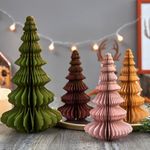 EASY JOY 4 Pcs Christmas Tree Honeycomb Centerpiece Paper Honeycomb 3D Xmas Trees Table Centerpiece Paper Tree Christmas Home Decoration Vintage Christmas Decorations for Home Indoor Xmas Party