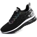 FLARUT Women Trainers Athletic Running Shoes Breathable Sport Walking Sneakers Lightweight Tennis Shoes(Black D,UK 6.5)