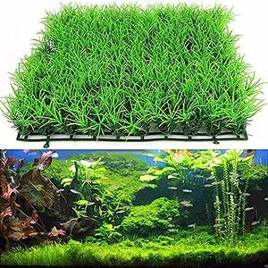 Saycker Aquarium Grass Mat,Fake Artificial Aquarium Grass Ornament Turf Aquatic Grass Lawn,Fish Tank Grass Landscape Decoration,25cm x 25cm