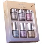 DeBelle Champagne Cheer Chrome Nail Polish gift set of 6, Metallic Violet(Chrome wine),Metallic Silver(Chrome Silver),Metallic Pink(Chrome Glaze),Metallic Gold(Chrome Gold),Metallic Blue(Aqua Frenzy) and Metallic Rust Gold(Rustique Gold ), 48 ml(8 ml each)