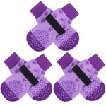 EXPAWLORER Anti-slip Dog Socks - Double Sides Dog Socks with Grips Large Coverage, Stop Licking for Injured Paws, Soft Paw Protector Gripper Socks for Hardwood Floors Indoor, Purple Small