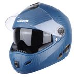 Steelbird Rox Cyborg ISI Certified Full Face Helmet for Men and Women with Inner Smoke Sun Shield and Outer Clear Visor (Large 600 MM, Dashing Blue)