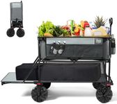 Timber Ridge 400L Large Capacity Folding Double Decker Wagon, 54" Extra Long Extender Wagon Cart, 450lbs Heavy Duty Collapsible Wagon, All-Terrain Big Wheels for Camping, Sports, Shopping, Gray