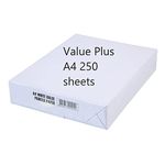Value Plus A4 White Copier Printing Paper 250 Sheets 80gsm