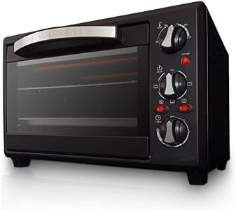Grunkel - Horno eléctrico multifunción de sobremesa de 28L - HR-28NRM - Con 3 funciones de calor, selector de temperatura hasta 230ºC y temporizador de 60 min. Accesorios incluidos - 1600W – Negro