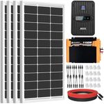 ECO-WORTHY 400W Solar Panel Starter Kit with 4 pcs 100W Monocrystalline Solar Panel+ 40A MPPT Charge Controller+ 1100W 12V Inverter for RV Cabin Home Shed