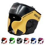 RingMaster Kids HeadGuard HeadGear Martial Arts Junior Boxing MMA Kickboxing (Gold, Extra Small)