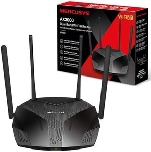 Mercusys AX3000 Dual-Band Wi-Fi 6 Router | 2402 Mbps (5 GHz) + 574 Mbps (2.4 GHz), High-Speed Wireless Gaming Router for Xbox, PS4, Steam & 4K Streaming, 160 MHz Channel, 3 Gigabit LAN Ports (MR80X)