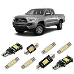 iBrightstar Super Bright LED Bulbs Package Kit Accessories Fit for Toyota Tacoma 2005-2021 Interior Map Dome Lights + Vanity Mirror Lights + License Plate Lights + Back Up Reverse Lights, White