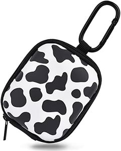 Earbud Case, AIRSPO AirPods Case Earphone Organizer Carrying Case Small Storage Bag Hard EVA Shockproof Cover with Carabiner Clip(Cow)