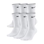 NIKE Unisex Performance Cushion Crew Socks with Bag (6 Pairs), White/Black, Medium, White