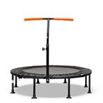 GYMAX 45'' Kids Trampoline, Foldable Fitness Rebounder with Adjustable T-Shaped Handrail and Anti-Slip Foot Pad, Mini Exercise Trampoline for Toddlers & Adult (Orange)