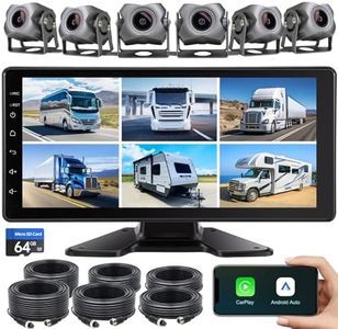 6-Channel Dash Cam 1080P Backup Camera System with 10.33 Inch Touch Parking Monitor,DVR Recording Back Up Camera for RV/Truck/Trailer/Van/SUV/Cars,Wireless Carplay/Android Auto/WiFi/Bluetooth/FM Radio