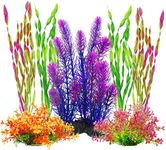 MyLifeUNIT Artificial Aquarium Plants, Plastic Fish Tank Plants for Aquarium Decorations, Pack of 7 (Style B)