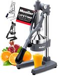 Mueller Professional Citrus Juicer - Manual Citrus Press and Orange Squeezer - Metal Lemon Squeezer - Heavy Duty Manual Orange Juicer and Lime Squeezer Press Stand, Gray