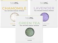 Teami Exfoliating Konjac Facial Sponge - Cleansing Pore Refining Face Sponges (Bundle of 3 Sponges)