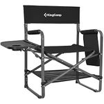 KingCamp Outdoor Folding Director Chair w/Side Table Bottom Mesh Storage, Black