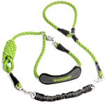 SparklyPets Multifunctional Bungee Dog Leash with Slip Lead – Crossbody Leash for Dog Walking Medium & Large Breeds with Detachable Slip Leash for Dogs (Green)