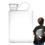 Square Water Bottle | 380ml Flat Square Leak Proof A5 Slim Water Bottle - Camping Bottle with Silicone Seal for Travel, Transparent Outdoor Water Bottle for Cycling Jingling