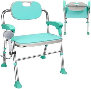 Folding Shower Chair 5-Level Adjustable,Non-Slip Feet Shower Seat,Foldable Shower Chair for Inside Shower - Bath Chair and Medical Grade Shower Seat for Seniors,Elderly,Handicap & Disabled
