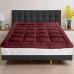 Ealma 600 GSM Microfiber Mattress Topper | Quilted Mattress Padding Bed Topper | King Size 78x72 Inch | Ultra Soft Gadda Topper with Elastic Straps | Comfort Sleep & Pain Relief Support | Maroon