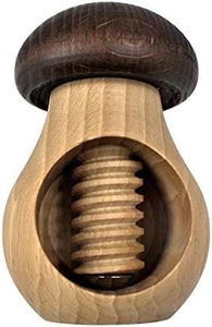 EFO Wooden Nutcracker Mushroom - Nut Cracker Tool Crack Nuts Easy Screw Mechanism - Great Gift for Christmas and Kitchen Home Display Decoration.