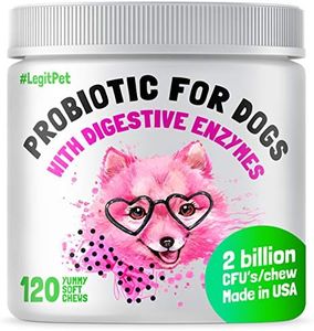 Probiotics for Dogs Natural Digestive Enzymes Prebiotics for Allergy Itch Relief Gut Flora Coprophagia Bowel Support Treatment Anti Diarrhea for Dogs Pet Health Immune System Support 120 Soft Chews