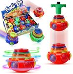 PROLOSO 12 Pack Led Spinning Tops Peg Top Light Up Music Spin Toys Glow in The Dark Party Supplies Gift