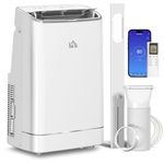 HOMCOM Portable Air Conditioner 14000BTU, Smart Home WiFi Compatible, App & Voice Control 5-in-1 Air Conditioning Unit with Heater, Dehumidifier, Cool, Fan and Sleep Mode, 24H Timer&Window Kit, White