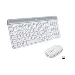 Logitech MK470 Slim Wireless Keyboard & Mouse Combo for Windows, 2.4GHz USB Unifying USB-Receiver, Low Profile, Whisper-Quiet, Long Battery Life, Optical Mouse, PC/Laptop, QWERTY UK Layout - White