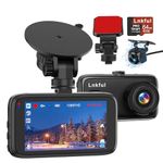 Dash Cam Front and Rear Camera, Lnkful 1080P Dual Dashcams for Cars with 64GB Card, Car Dashboard Camera with 3'' IPS Screen with 3''Screen Night Vision, G-Sensor, WDR, Loop Recording, Parking Monitor