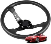 350mm/14in Steering Wheel Universal Racing Steering Wheel Car Deep Dish Drifting Steering Wheel Replacement Universal Modified Accessory (Black)
