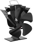 VODA 5 Blades Wood Stove Fan Newly designed Small Heat Powered Fans Fireplace Fan for Wood/Log Burner/Fireplace(Black)