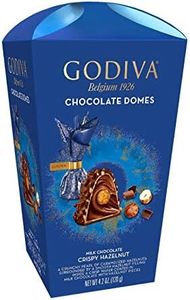 GODIVA Belgian Chocolate Milk Chocolate Crispy Hazelnut Chocolate Domes, 120g (1 Pack | 120g)