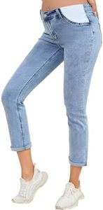 JIMYICLR Maternity Jeans for Women Comfy Stretch Slim Pregnancy Jeans Mid-Rise Under Belly Denim Pregnancy Pants with Pockets