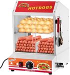 ACONEE Hot Dog Steamer, 2-Tier Hot Dog Steamer with Bun Warmer Adjustable Temperature, 28.5 QT Electric Bun Warmer Cooker Glass Sliding Door Partition, Stainless Steel, Steaming 175 Hot Dogs & 40 Buns