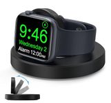 Wireless Charging Station for Apple Watch Ultra 1 2, Foldable Fast Charger Dock Stand Magnetic iWatch Charging Holder Portable Mini Travel Charger for iWatch Series 10/9/8/7/6/5/3/2/SE - Black