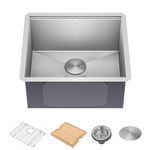 Kraus Kore 21 Inch Undermount Workstation 16 Gauge Stainless Steel Double Bowl Stainless Steel Kitchen Sink with Accessories, KWU111-21