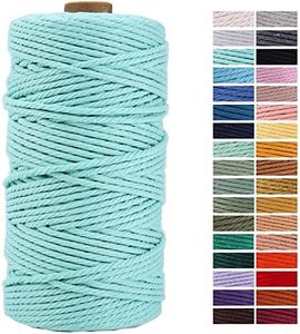 Light Blue Macrame Cord 3mm x 109Yards,Colored Cotton Rope Craft Cord Colorful Cotton Cord Twine for Wall Hanging Plant Hangers Crafts Knitting Decorative Projects