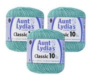 Aunt Lydia's Bulk Buy Crochet Cotton Classic Crochet Thread Size 10 (3-Pack) Aqua 154-450