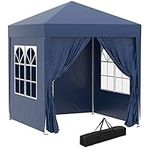 Outsunny 6.6'x6.6' Pop Up Gazebo Canopy Tent with Sidewalls, Instant Sun Shelter, with Carry Bag, for Outdoor, Garden, Patio, Blue