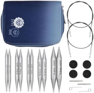 KnitPro Nova Interchangeable Needle Set – 5 x 13cm Circular Knitting Pin Pairs with Accessories Nova Chunky Set for Beginners, Professionals & Gift Set, Silver