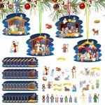 MONCAP 32pcs Make a Nativity Scenes Jesus Birth Craft with Religious Stickers for Kids Holy Night Christian Religious School Christmas Party Supplies Bible School Classroom Education Toy