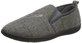 Padders Huntsman Low-Top Wide Fitting Memory Foam Slippers (10, Grey, numeric_10)