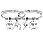 YONGHUI 2 PCS Best Friends Charm Adjustable Bangle Snake Bracelets For Women Girls- Set Side By Side Or Miles Apart Friends Are Always Close At Heart Silver