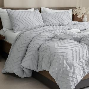 Andency Silver Grey Twin/Twin XL Comforter Set, Twin Bed Comforter for College Dorm Girls Boys Kids Boho Grey Soft Warm Cute Comforter, 2 Pieces Aesthetic Chevron Bohemian Bedding Set