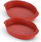 Bruntmor Oval Baking Dish Set for Oven, Durable & Versatile - Ceramic Serving Dishes - Oven Safe Au Gratin Baking Dishes Pans - Ideal for Any Occasions - Housewarming Gift - Set of 2 - Red